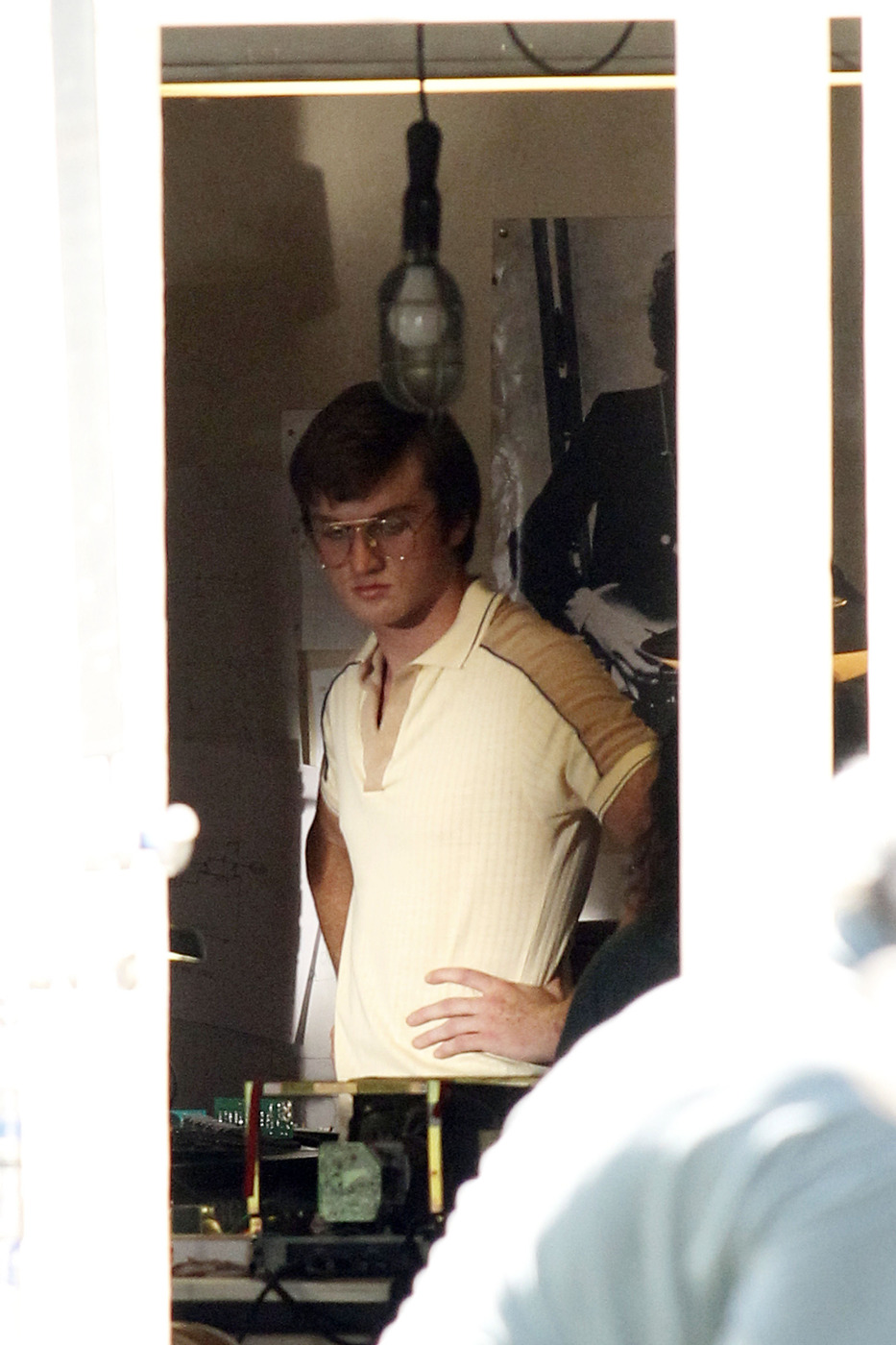 FIRST ON SET PHOTOS - Supporting actors Josh Gad and an unknown Bill Gates look-a-like are seen on the set of "Jobs" at the tech mogul's childhood home