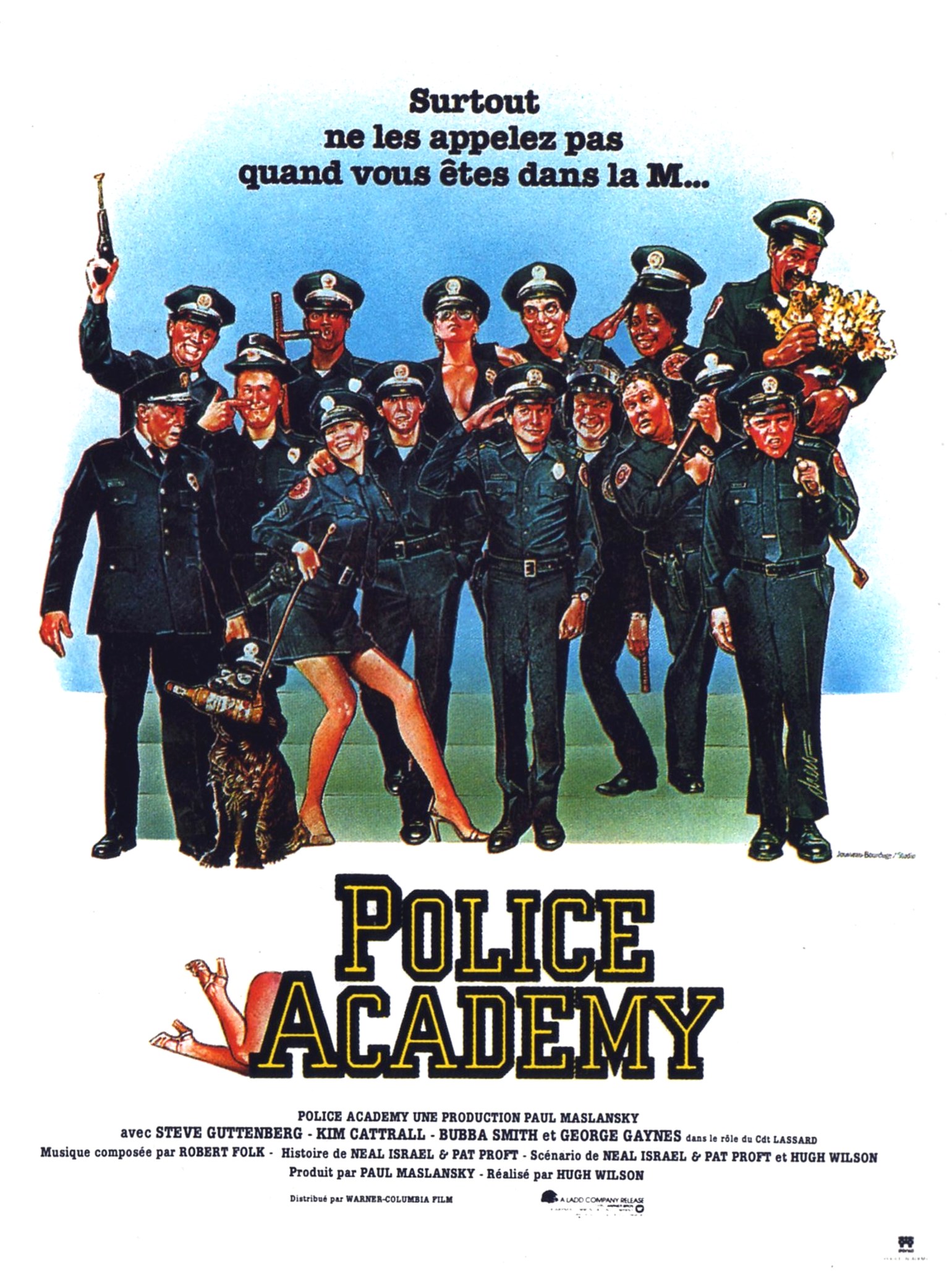 Cartel de Loca academia de policía, de 1984